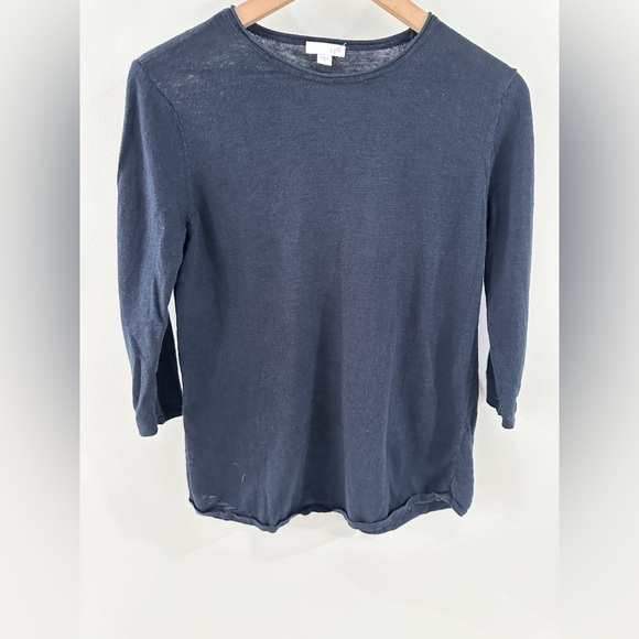 J. Jill 3/4 Sleeve Linen Blend Sweater Navy Size Small - Picture 4 of 6